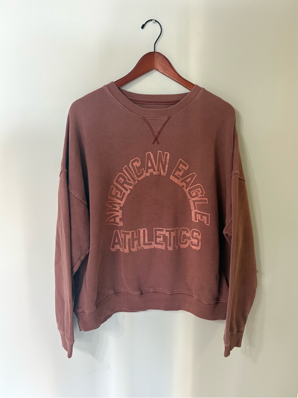American Eagle Outfitters Rose Brown Crewneck 'Athletics' Sweatshirt